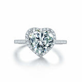 2ct Heart Cut Diamond Halo Engagement Ring 14k White Gold Over with Round Accent