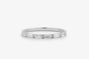 1ct Wedding Band Baguette Cut Diamond Half Eternity Design 14k White Gold Finish