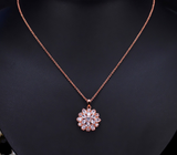 4ct Round Cut Diamond Floral Design for Women Pendant Chain 14k Rose Gold Finish