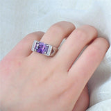 2.3ct Oval Cut Purple Amethyst Engagement Ring 14k White Gold Finish Stackable