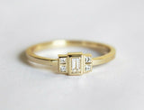 1.4ct Baguette Cut Diamond Engagement Ring Minimalist 14k Yellow Gold Finish