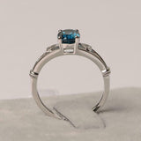 1ct Oval London Blue Topaz Open Heart Shank Solitaire Ring 14k White Gold Finish