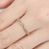 1ct Round Green Emerald Wedding Band Stylish Half Eternity 14k Yellow Gold Over