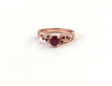 1ct Round Cut Pink Ruby Floral Petal Solitaire Engagement Ring 14k RoseGold Over