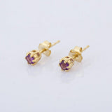 0.5ct Stud Earrings Round Cut Purple Amethyst Solitaire 14k Yellow Gold Finish