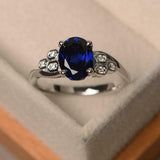 2.5ct Oval Cut Blue Sapphire Solitaire Honeycomb Accent Ring 14k White Gold Over