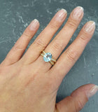 1.6ct Engagement Ring Oval Cut Blue Aquamarine Split Shank 14k YellowGold Finish