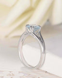 1ct Round Cut Blue Aquamarine Split Shank Solitaire Ring 14k White Gold Finish