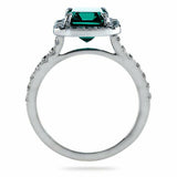 3ct Green Emerald Cut Engagement Ring Diamond Halo Solitaire 14k White Gold Over