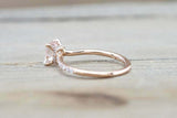 1.3ct Cushion Cut Peach Morganite Engagement Ring Hidden Halo 14k Rose Gold Over