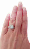 1.5ct Princess Diamond Engagement Ring Round Accent Dual Halo 14k WhiteGold Over