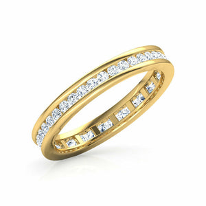 1ct Wedding Band Round Cut Diamond Channel Set Eternity 14k Yellow Gold Finish