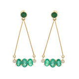 2ct Drop Earrings Oval Cut Green Emerald Dangling 14k Yellow Gold Finish