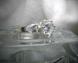 Pear Accents Trilogy Engagement Ring 2ct Heart Cut Diamond 14k White Gold Finish