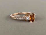 2ct Oval Yellow Citrine Three Stone Solitaire Engagement Ring 14k Rose Gold Over