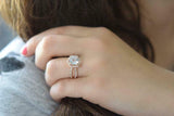 2ct Engagement Ring Round Cut Diamond Split Shank Hexagon Halo 14k RoseGold Over