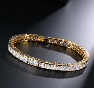 20Ct Princess Cut Sparkle Diamond Gatsby Tennis Bracelet 14K Yellow Gold Finish