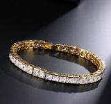 20Ct Princess Cut Sparkle Diamond Gatsby Tennis Bracelet 14K Yellow Gold Finish