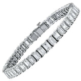 15Ct Emerald Cut Sparkle VVS1/D Diamond Tennis Bracelet 14K White Gold Finish