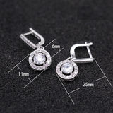 2ct Round Cut VVS1D Diamond Halo Latch Back Drop Earrings 14k White Gold Finish