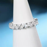 4ct Marquise Cut Diamond Wedding Ring Band Iced Full Eternity 14k WhiteGold Over