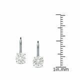 1.5Ct Round Cut VVS1/D Diamond Leverback Dangle Earrings 14K White Gold Finish