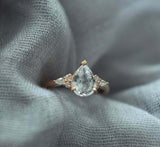 1ct Engagement Ring Pear Cut Diamond Petite Solitaire Design 14k YellowGold Over