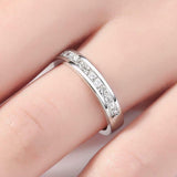 Channel Set Half Eternity Band 0.7ct Princess Cut Diamond 14k White Gold Finish