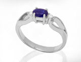 1.2ct Oval Purple Amethyst Trilogy Split Band Engagement Ring 14k WhiteGold Over