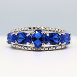 3Ct Oval Cut Blue Sapphire Stylish Vintage Engagement Ring 14K White Gold Finish