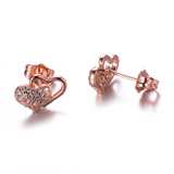 0.5ct Round Cut Diamond Heart Shape Love Design Stud Earrings 14k Rose Gold Over