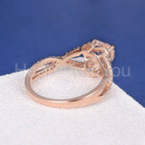 2ct Heart Cut Simulated Peach Morganite Infinity Halo Ring 14k Rose Gold Plated