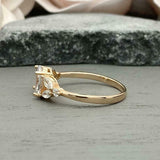 1.6ct Engagement Ring Oval Cut Diamond Leaf Accent Design 14k Yellow Gold Finish