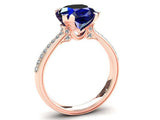 1.7ct Cushion Cut Blue Sapphire Engagement Ring Diamond Accent 18k RoseGold Over