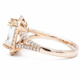 2.6ct Emerald Cut Diamond Engagement Ring Split Shank Halo 14k Rose Gold Finish