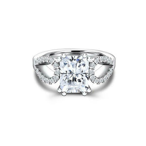 Split Open Shank Solitaire Accents Ring 2ct Radiant Diamond 14k White Gold Over