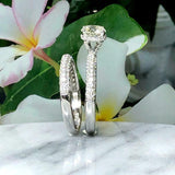 2ct Round Cut Diamond Engagement Ring Hidden Halo Bridal Set 14k White Gold Over