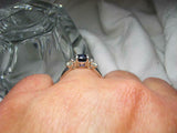 1.7ct Round Cut Blue Sapphire Diamond Trilogy Engagement Ring 14k WhiteGold Over