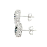 2ct Stud Earrings Oval Cut Blue Sapphire Vintage Inspired 14k White Gold Finish