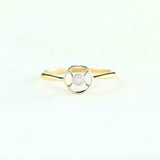 Open Circle Solitaire Minimalist Ring 0.2ct Round Diamond 14k Yellow Gold Finish