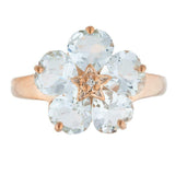 5ct Engagement Ring Heart Cut Blue Aquamarine Floral 14k Rose Gold Finish