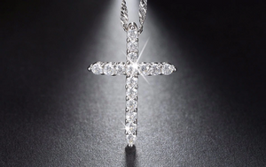 3ct Round Cut VVS1D Diamond Pendant Cross Shape 14k White Gold Finish NO CHAIN