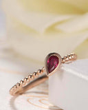 0.5ct Pear Cut Pink Ruby Beaded Ball Solitaire Engagement Ring 14k RoseGold Over