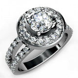 2.5ct Round Cut Diamond Halo Split Band Engagement Ring 18k White Gold Finish