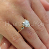 0.7ct Heart Simulated Diamond Three Stone Engagement Ring 14k Yellow Gold Plated