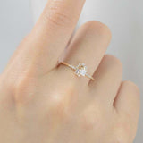 0.3ct Princess Diamond Engagement Ring Cluster Minimalist 14k Yellow Gold Finish