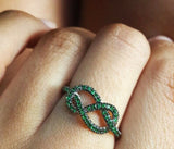 1.4ct Round Green Emerald Engagement Ring Infinity Love Knot 14k Black Gold Over