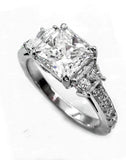 5Ct Asscher Cut Diamond Accented Trilogy Engagement Ring 14K White Gold Finish