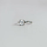 0.3ct Emerald Cut Diamond Engagement Ring 14k White Gold Finish Solitaire Women