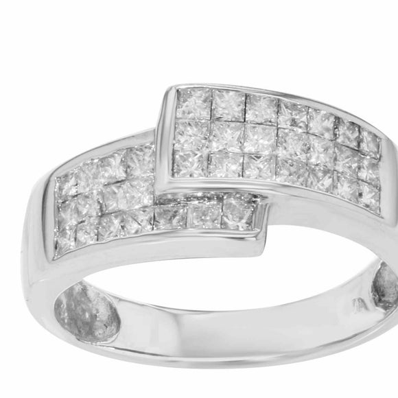 2ct Princess Cut VVS1 Diamond ByPass Style Engagement Ring 14k White Gold Finish